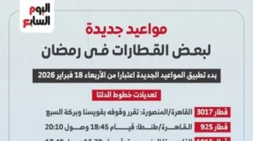 مواعيد جديدة.. السكة الحديد تقرر تعديل حركة القطارات طوال شهر رمضان 2026